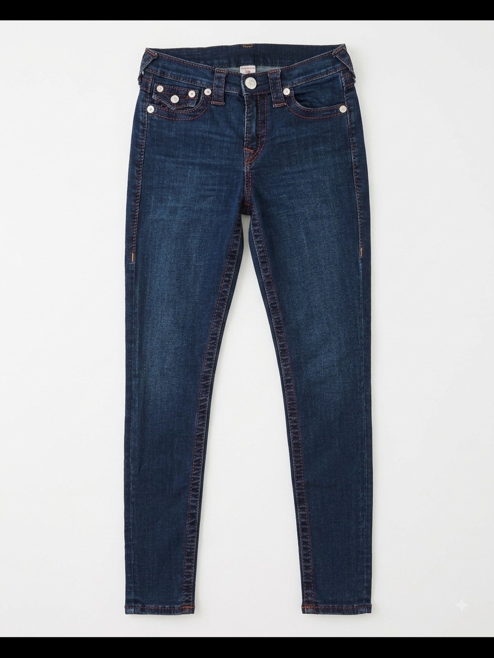 True Religion Dark Blue Women's Skinny Jeans With Red Stitch